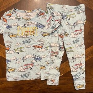 Posh Peanut Airplane Print Kids Pajama Set Monogrammed Everett